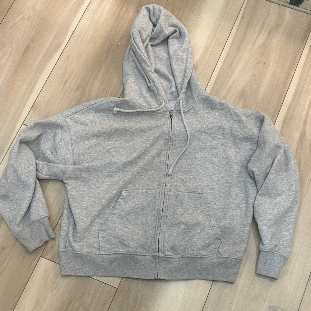 American Eagle Outfitters Light Gray Zip-Up Hoodie